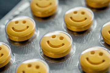 Blister with yellow smiley faces pills Generative AI