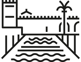 Naklejka premium Córdoba – Spain: Alcazar of the Christian Monarchs (outline)