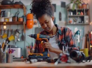 Young Woman Engaged in Home Improvement