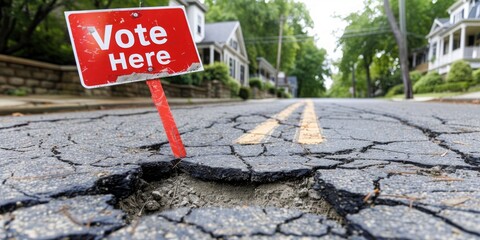 Ballot Byway Breakdown: The Tattered Road to Voting - obrazy, fototapety, plakaty