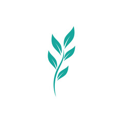Green leaf illustration nature logo flat design template