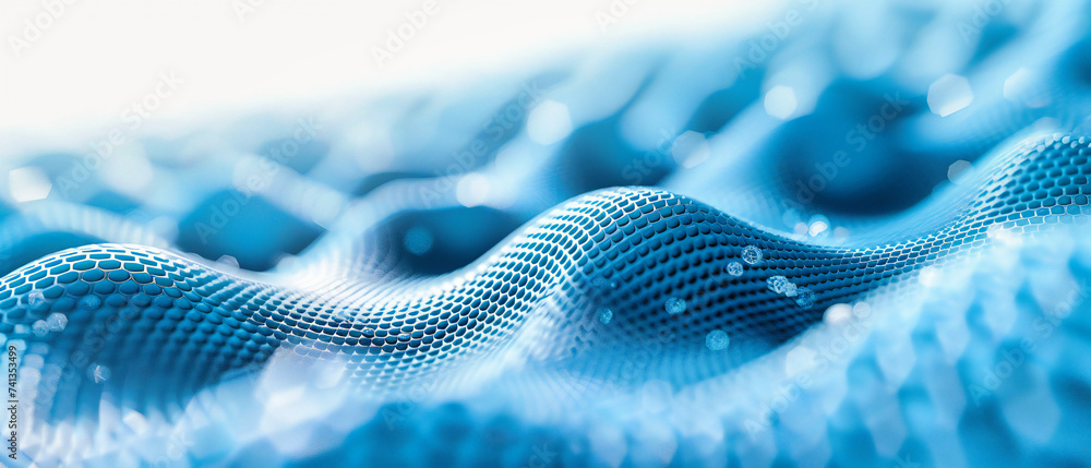 Poster futuristic science connection, abstract technology background with glowing particles and flow