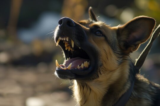 snarling dog with raised hackles