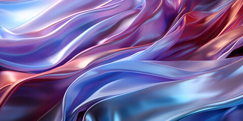 Luxury and Colorful Glistening Fabric Silk with Wrinkles and Folds