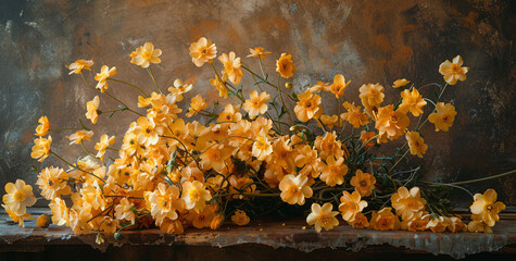 yellow flowers all in the same color, in the style of lightbox
