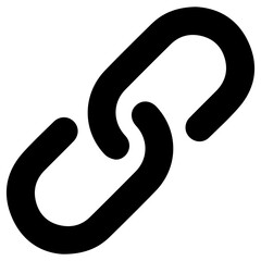 Copy link symbol icon, black outline.