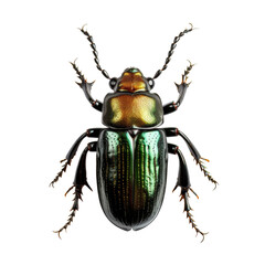 Horned beetle on transparent background