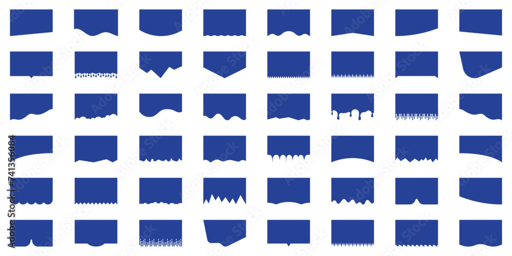 Aufkleber divider shape set for website top or bottom section. separator for poster, banner, app. waves, curve