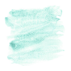 Soft turquoise watercolor stain background, mint green paint wash texture