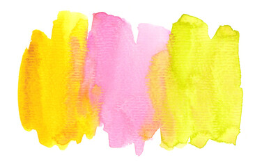 Yellow, pink, green watercolor stain, invitation decor