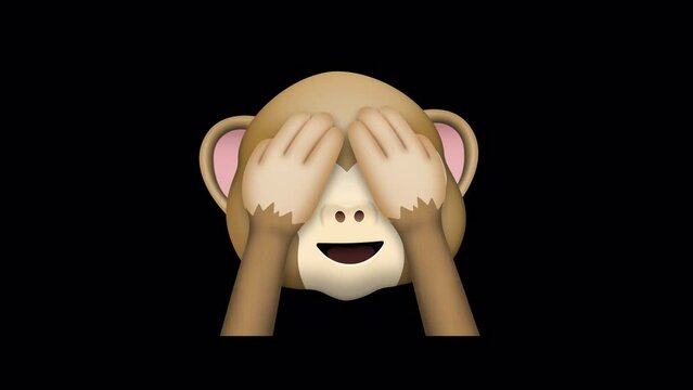 See No Evil Monkey Emoji Animated on a Transparent Background. 4K Loop Animation with Alpha Channel.