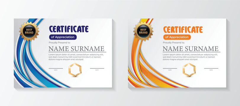 Set Modern certificate template in gradation and gold colors, luxury and modern style and award style vector image. Suitable for appreciation.