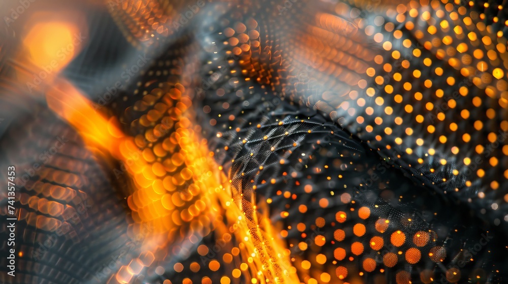 Poster solar panel texture analysis in macro photography, focusing on the materials science behind renewabl