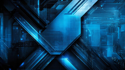 Abstract background - futuristic sci fi styles in blue and black - 3D rendering