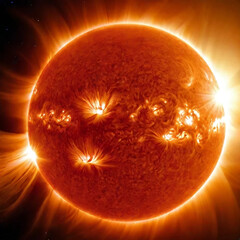 Sun in the space. Sci-fi scenery
