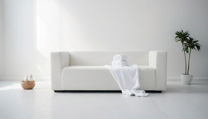 A beautiful spa element on a white fabric floor called a couch. Health Spa Equipment
