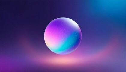 Obraz premium Holographic gradient round sphere. Glowing ball, ultraviolet neon light, blank space