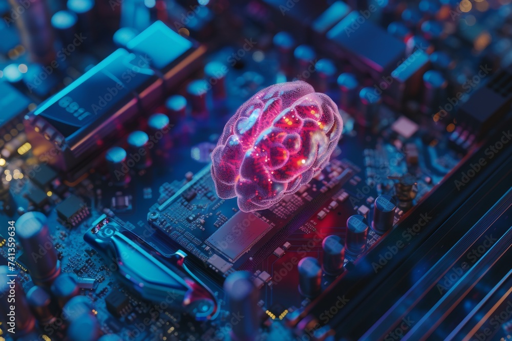 Poster ai brain chip ip. artificial intelligence vcsel mind ai strategy axon. semiconductor amygdala circui