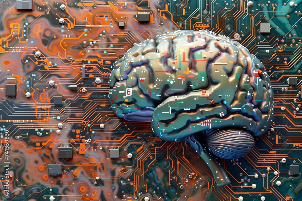 Poster ai brain chip ethics. artificial intelligence reward network mind radical axon. semiconductor synaps