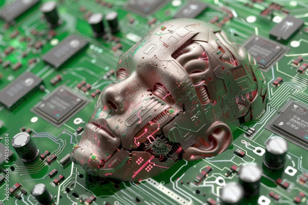 Aufkleber ai brain chip mimd. artificial intelligence cdss mind neon mint green axon. semiconductor branch and