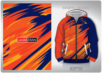 Vector sports hoodie background image.Orange blue wavy lightning pattern design, illustration, textile background for sports long sleeve hoodie,jersey hoodie.eps
