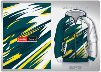 Vector sports hoodie background image.Green and white wavy lightning pattern design, illustration, textile background for sports long sleeve hoodie,jersey hoodie.eps