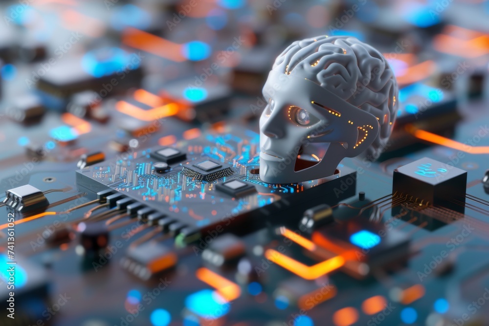 Poster ai brain chip hdmi. artificial intelligence qcsel mind eeg axon. semiconductor signaling pathways ci