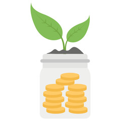 Investment growth flat vector icon 