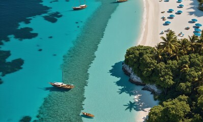 Tropical Paradise Beach Aerial View