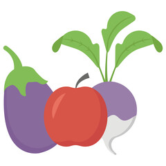 Fruits and vegetables flat vector icon 