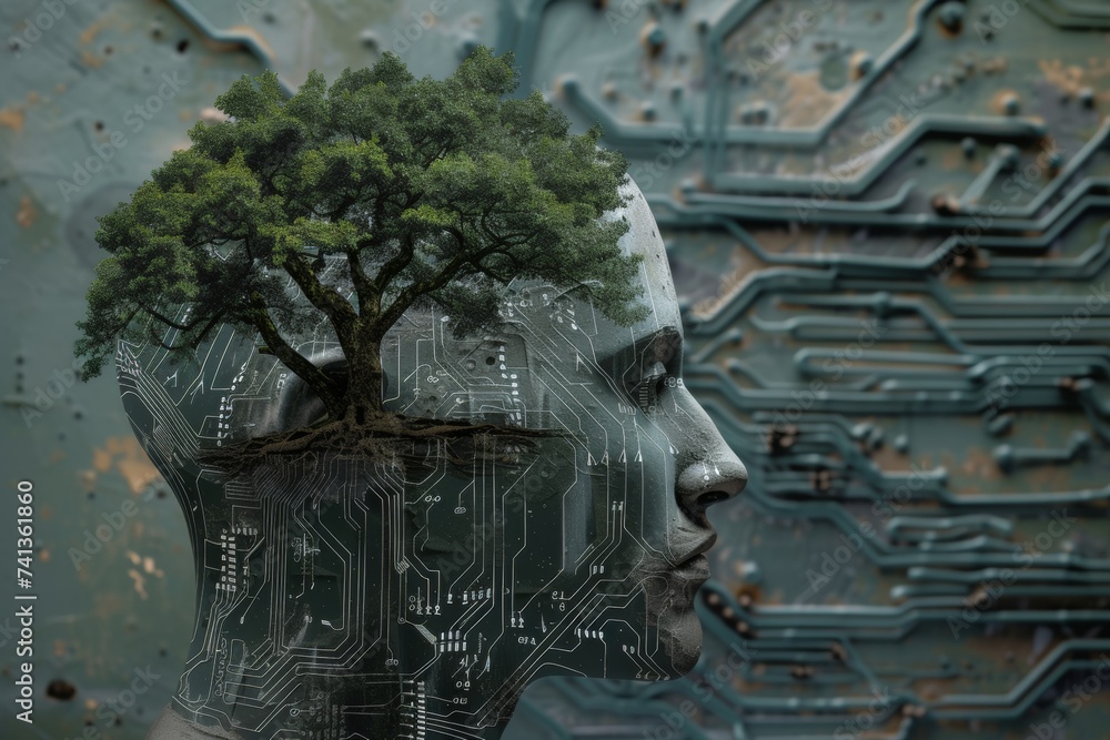 Poster ai brain chip reasoning. artificial intelligence power mind synaptic vesicles axon. semiconductor fr