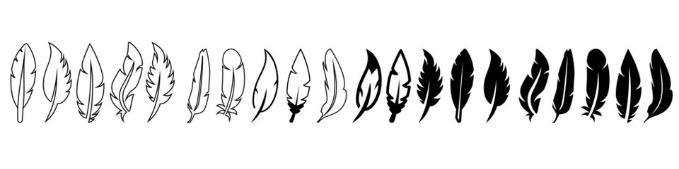 Vintage feather icon vector set. Pen illustration sign collection. History symbol. © Denys