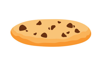 Cookie with Choco Chips Food Bakery in Flat Icon Vector Illustration