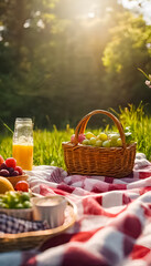 Fototapeta na wymiar AI Generative image of a spring picnic