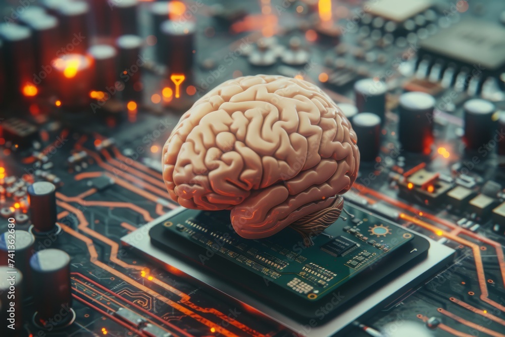 Poster ai brain chip neuronal survival factors. artificial intelligence multiple data mind s1 axon. semicon