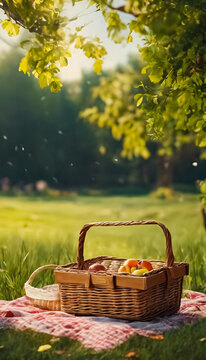 AI Generative image of a spring picnic