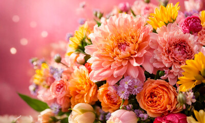 various beautiful flowers for the holiday. Selective focus.