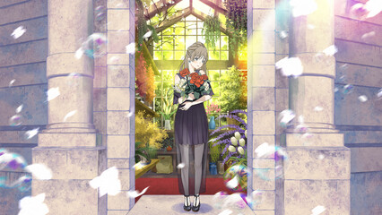 愛しの私へ/【女性とお花イラスト】