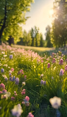Fototapeta premium AI Generative image of a spring meadow