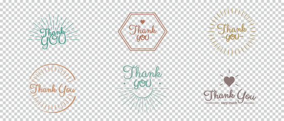 Thank You Icons Set - Different Vector Illustrations Isolated On Transparent Background