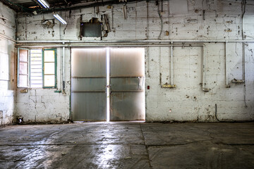 Inside view of an abandoned warehouse - 741363213