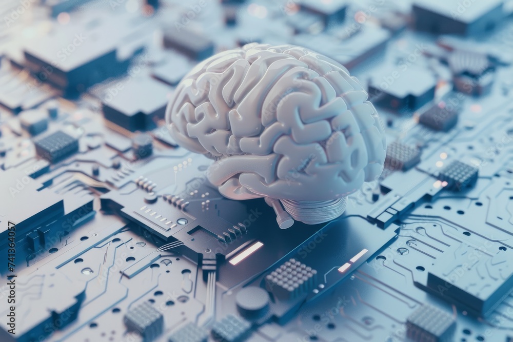 Poster ai brain chip cloud economics. artificial intelligence data science mind beyond axon. semiconductor 