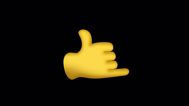 Call Me Hand Emoji Animated on a Transparent Background. 4K Loop Animation with Alpha Channel.