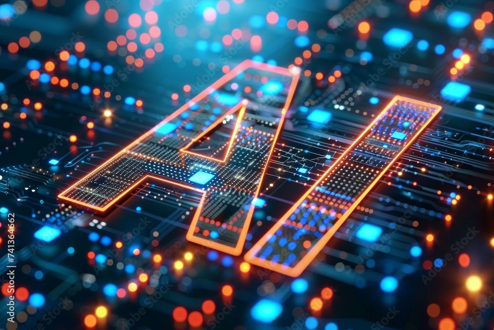 Poster ai brain chip router. artificial intelligence vliw mind tomorrow innovators axon. semiconductor mult