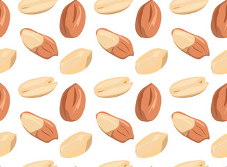 Peanut kernels from different angles. Seamless pattern in vector. Suitable for backgrounds and prints