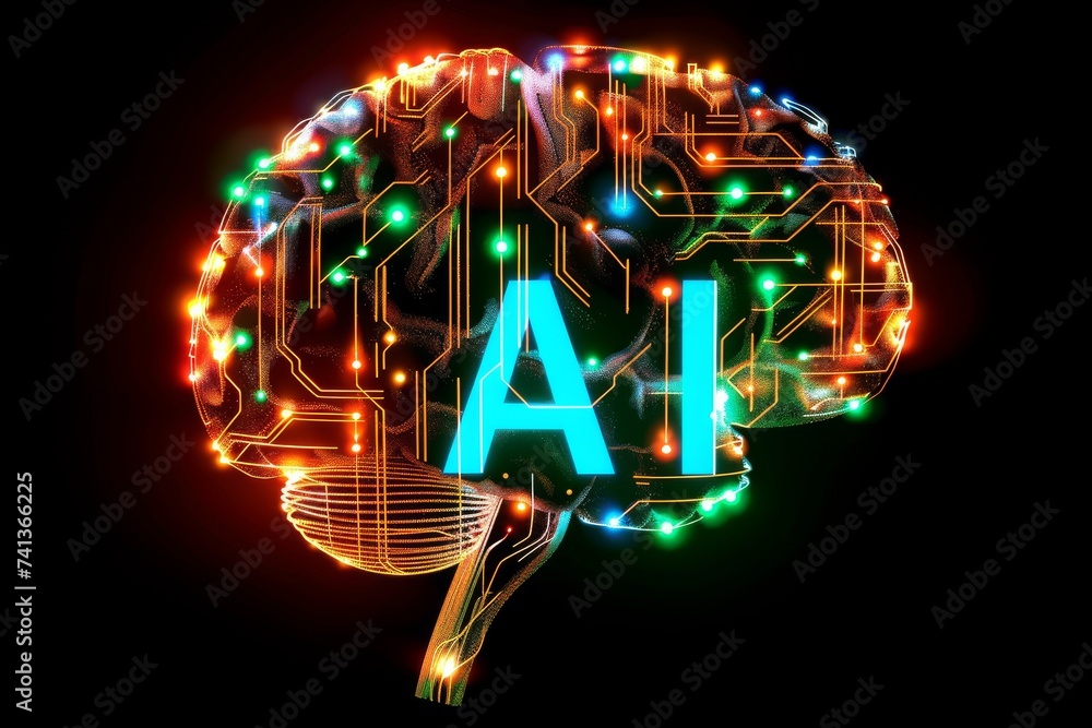 Poster ai brain chip devops. artificial intelligence cholecystokinin mind ahead axon. semiconductor digital