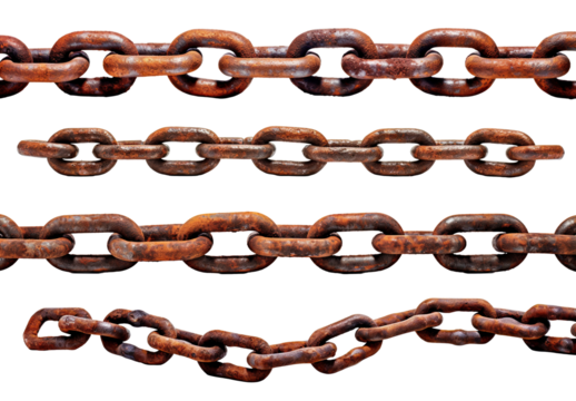 Set of rusty chains, cut out - Powered by Adobe