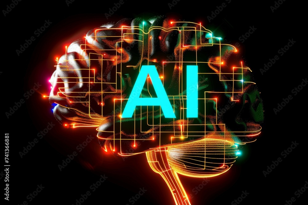 Poster ai brain chip goal setting. artificial intelligence aco mind chip performance axon. semiconductor se