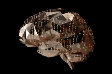 AI Brain Chip mental focus. Artificial Intelligence cyan magenta yellow mind icon maker axon. Semiconductor innovation circuit board ssl
