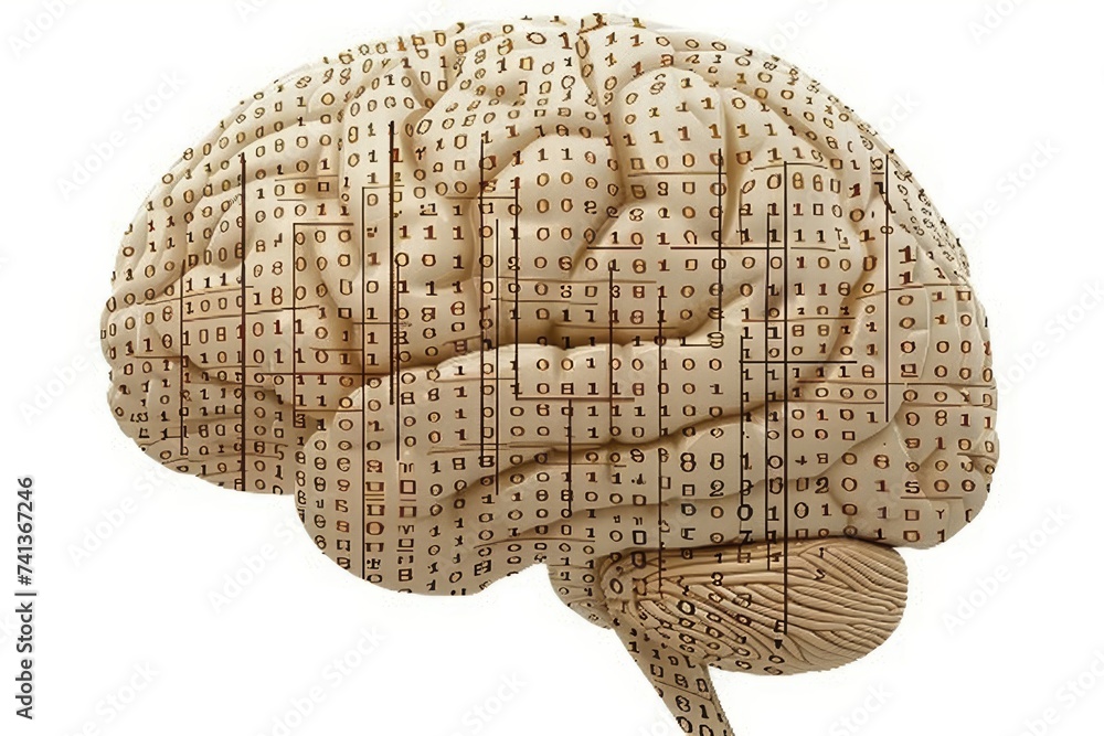 Poster ai brain chip soi. artificial intelligence neurons mind beta waves axon. semiconductor ion doping ci